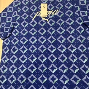 Puma Men's Geometric Blue Tee with White Accents 
New